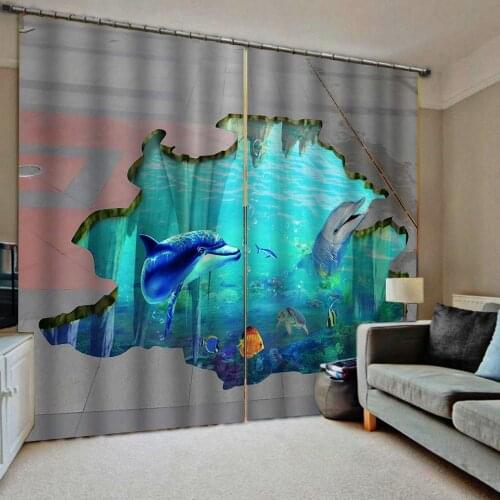 Modern Home Decoration Living Room Curtains hole ocean underwater curtains Blackout curtain