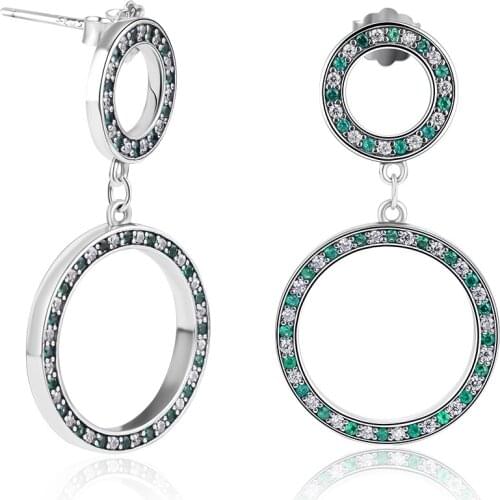 Versatility Drop Earrings with Green CZ 100% 925 Sterling-Silver-Jewelry Free Shipping