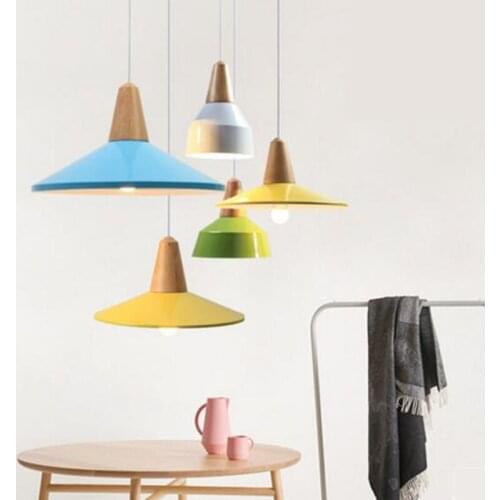 Vintage led wood pendant light art dining room modern hang lamp e27 nordic pendant lights living room restaurants bar droplight