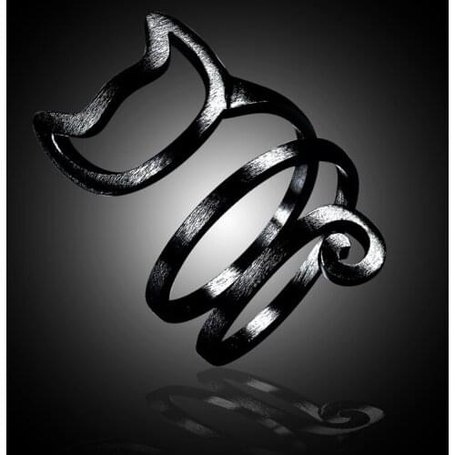 High Quality Cute Animal Cat Open Rings For Women 925 Sterling Silver Jewelry Birthday Party Finger Ring Accessory