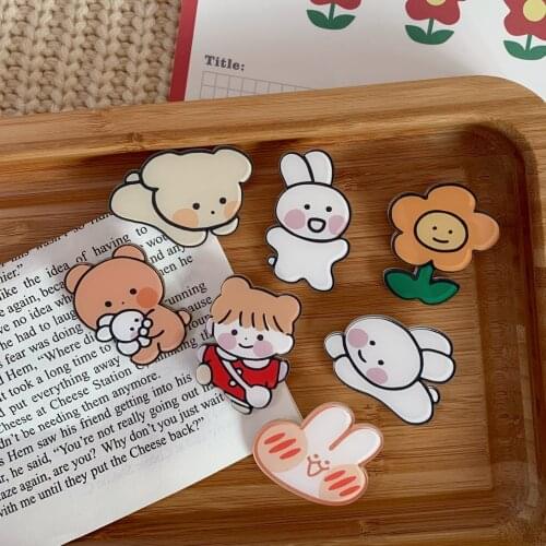 Shy Rabbit Flower Bear Girl Cartoon Acrylic Badge Bag Decoration Brooch Clothing Ornaments Harajuku Badge Brooch Pin Friend Gift