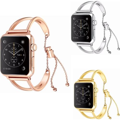 Women Watch Bracelet for Apple Watch Bands 38 40mm 42 44mm Adjustable Stainless Steel Strap Pendant for iWatch SE 6 5 4 3 2 1