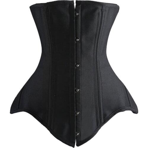 Women Underbust Corset Top 16 Steel Bones Waist Trainer Cincher Belts Black XS-2XL Retro Gothic Clothing Shapewear