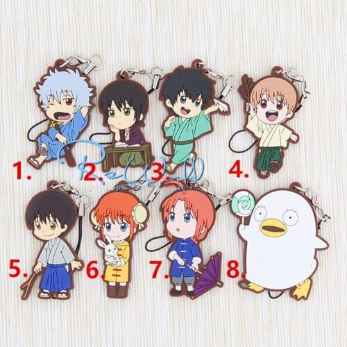 1pcs Animation GinTama Gintama Sakata Gintoki Kamui Shinpachi Kagura Yorozuya Keyring Phone Bag Pendant Keychain Llaveros