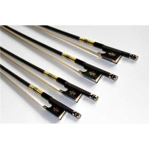 1 pcs New PRO 4/4 Carbon fiber violin bow with grillwork Ebony Frog Carving flower
