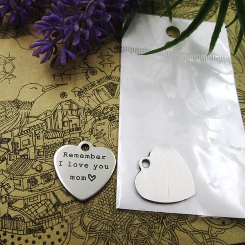 20pcs--"remember i love you mom..."stainless steel charms 5 styles for choosing DIY Charms for necklace bracelets