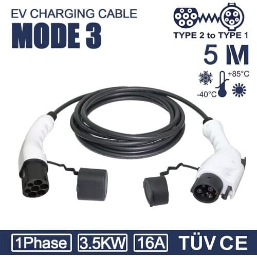 16A 3.2KW 220V Electric Car Charger Ev Charging Cable sae j1772 to Type 2 5m