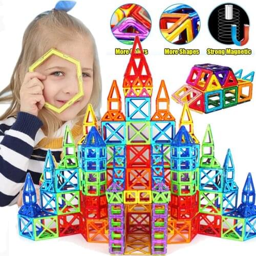 50-168pcs Big Magnetic Designer Construction Set Model & Building Toy Plastic Magnetic Blocks Educational Toys For Kids Gift