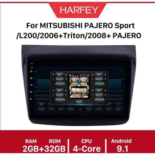 Harfey 9inch Android 9.1 car GPS Radio for MITSUBISHI PAJERO Sport/L200/2006+Triton/2008+ PAJERO 2010 Car Multimedia player 2din