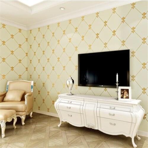 Beibehang Modern non - woven fabric lattice wallpaper striped simple wallpaper European - style sofa TV background wallpaper