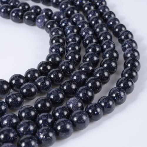 4/6/8/10 mm Blue Sands Stone Natural Bead Round Smooth Loose Bead Women Fashion Bracelet For Diy Jewelry Supplies Findings