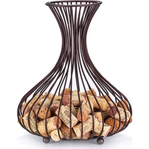 Wine Bottle Cork Holder Storage Container Mesh Shaped Wine Cork Basket Cage Rack