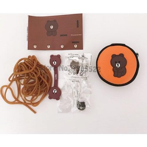 DIY Cartoon USB Charger Cable Earphone Protector Set with Cable Winder stickers Spiral Cord protector For iphone 5 6 6s 7 7plus