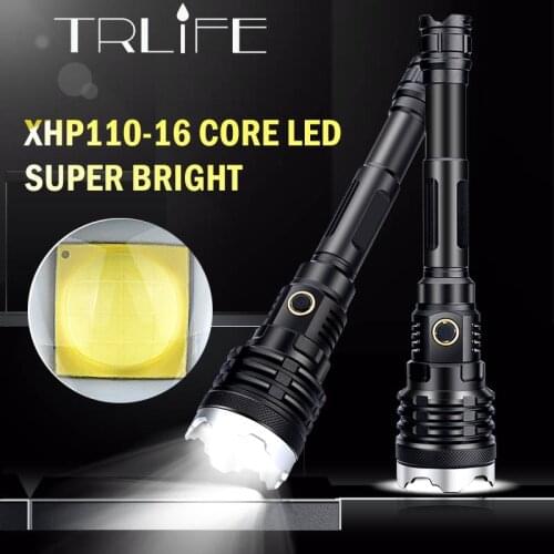 5000LM XHP110 Flashlight Super Bright Powerful 16-CORE LED Light With 21700 Battery USB Rechargeable Zoomable XHP99 Flash Torch