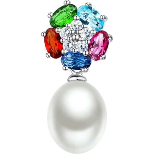 GND0814 925 Sterling Silver Pendant Beauty Classic Pearls Colorful Crystal Necklaces Pendants Fashion Jewelry For Women
