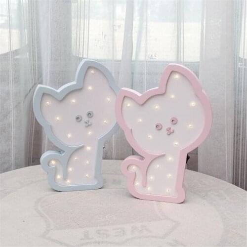 Ins style Wood animal Lamp LED Night Light for Home Decoration Lamp Children Night Light cat Lamp kids new year Christmas Gifts