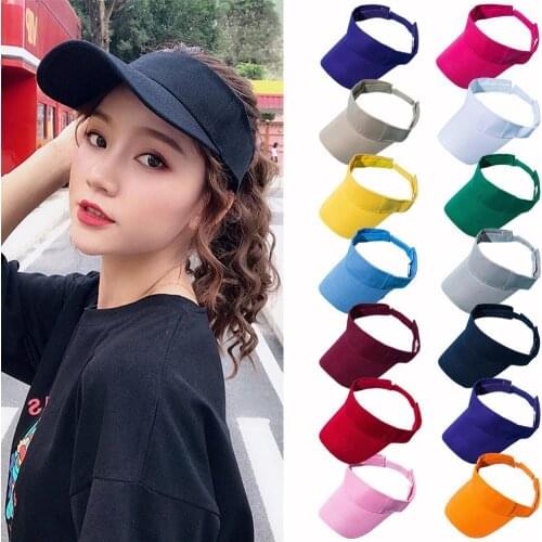 Spring Summer Sun Sports Visor Hat Tennis Caps Beach Baseball Caps Golf Hats Women Men Adjustable Cotton Running Sunscreen Hat