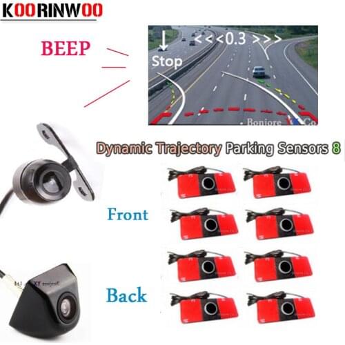 Koorinwoo Video Moving Dynamic trajectory Car Parking Sensor 8 Car Reverse Camera Front camera Parktronic Car Detector Jalousie