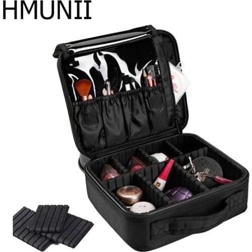 HMUNII Brand Toiletry Bag nylon Cosmetic Case Women Cosmetic Bag Travel Waterproof Necessary Beauty Brush Organizer Makeup Bags
