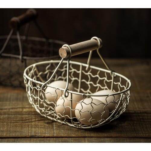 Creative old wrought iron storage basket retro storage basket fruit basket bread basket storage basket egg basket
