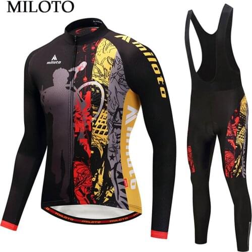 Miloto Long Sleeve Cycling Jersey Men Spring cycling clothing maillot ciclismo roupa ciclismo Bib Pants Cycling set