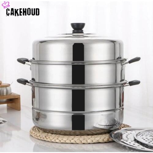 CAKEHOUD Multifunctional Large-capacity Cooking Pot For Household Stainless Steel Two-layer And Three-layer Thick Steam Soup Pot
