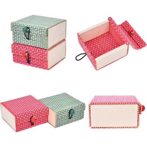 Fashion Ring Necklace Earrings Bamboo Wooden Case Jewelry Storage Boxes Holder Gift Flower Color Storage Boxes