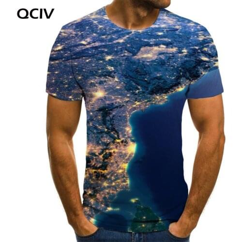 QCIV Planet T shirt Men Map Tshirts Casual Pattern T-shirts 3d Novelty Anime Clothes Short Sleeve Hip hop Casual Tops Streetwear