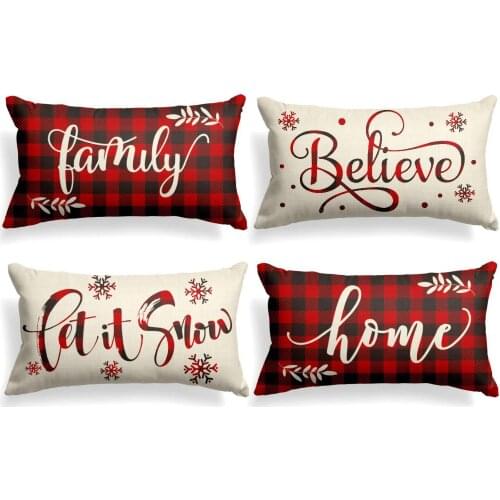 Fashion family Letter Travel Pillowcase Rectangular Creative Pattern Double-sided Printing Cushion Cover Home Decoration 50x30cm