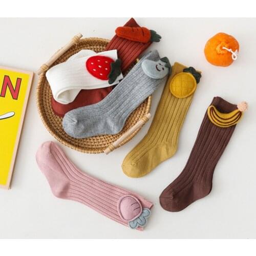 Baby Children Girls 3D Fruits Pattern Socks Cute Cotton Ribbed Spring Autumn Leg Warmer Infant Toddler Kids Socks 1-5T