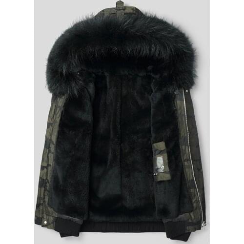 Coat Mens Winter Real Rabbit Liner Warm Parka Men Raccoon Fur Collar Camouflage Jacket F-CQ-2206 MY1824