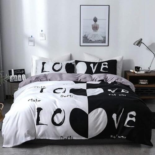 Couple Love King Size Bedding Set Luxury Bed Quilt Comforter Printed Duvet Cover Set Double Bed SE08