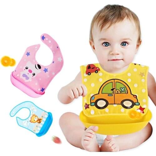 Cartoon Solid Feeding Baby Bib Waterproof & Removable Long-Sleeved Kid Playing Bur Cloth Bib Feeding Bib Kid Apron