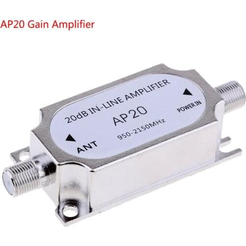 AP20 Satellite 20dB In-line Amplifier Booster 950-2150MHZ Signal Booster For Dish Network Antenna Cable Run Channel Strength