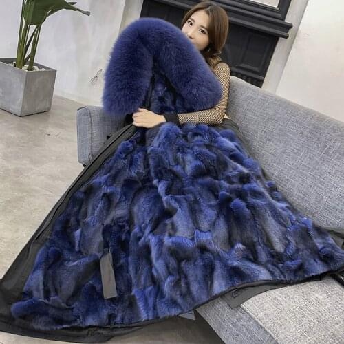 Party Overcoming 2020 Winter New Fox fur inside Hooded Coat Womens Medium Long Detachable Fur Coats Women