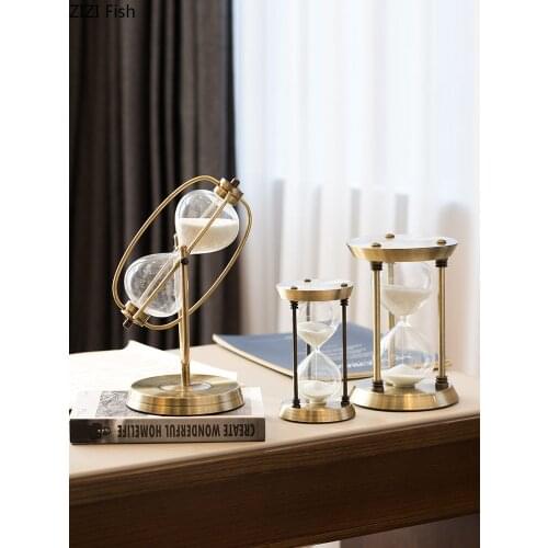 Rotatable White Sand Sandglass Glass Hourglass Desk Decoration Ornaments 15/30/60 Minute Metal Countdown Timer Home Decor Modern