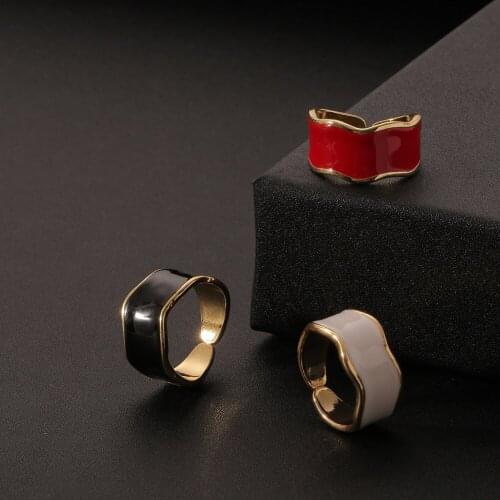 Fashion Simple Flowing Enamel Glaze Knuckle Ring Boho Adjustable Open Finger Rings For Women Girls Trendy Party Jewelry Gift