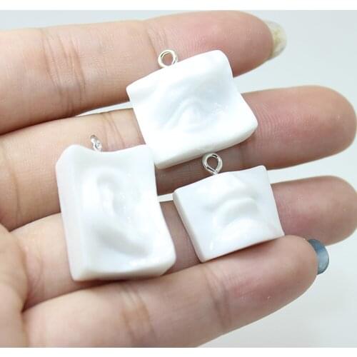 Yamily 10Pcs/Resin Features Charm Dollhouse Eyes Mouth Ears DIY Making Sculpture Pendant Jewelry For Keychain Earrings Necklace