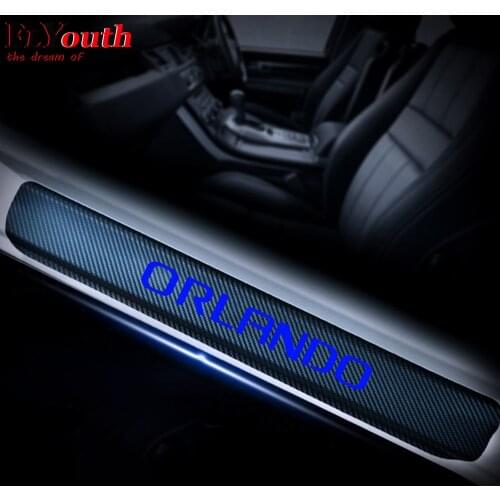 For Chevrolet ORLANDO Door Threshold Stickers Protector Scuff Car Door Sills Door Sill Scuff Plate Car Interior Sticker 4Pcs