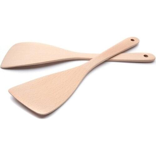 2pcs 33cm/13'' Flat Wooden Spatula Set Non-stick Natural Cooking Shovel Long handle Wood Cook shovel Kitchen utensils gadget
