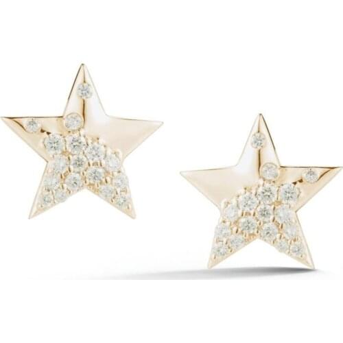 2021 Christmas gift micro pave sparking bling cz star stud earring for girl women classic jewelry