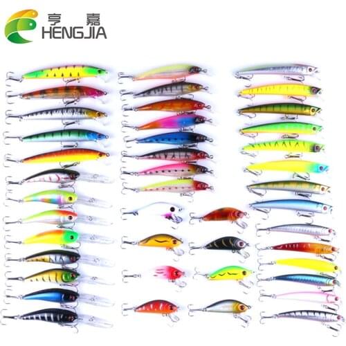 43pcs/lot Hard Minnow China Fly Fishing Lure Set Hard Bait Lure Wobbler Carp 6 Models Fishing Tackle Accessories Swimbait