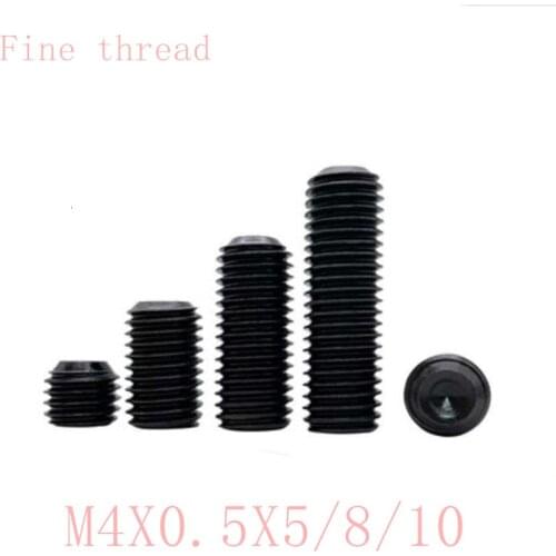 50pcs/lot) M4*0.5*5/8/10 alloy steel Grade 12.9 DIN916 fine thread cup point set grub screw