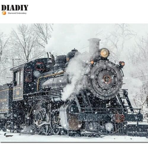 5D Diy Diamond Painting Cross Stitch Full Diamond Embroidery Mosaic Ancient steam train Scenery Pattern handcraft gift