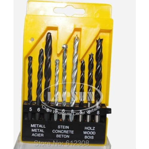 9pcs/set Bohrer Metall Wood Holz Stein Drill Bits Spiralbohrer Hammerbohrer Bohrersatz HSS 5mm 6mm 8mm