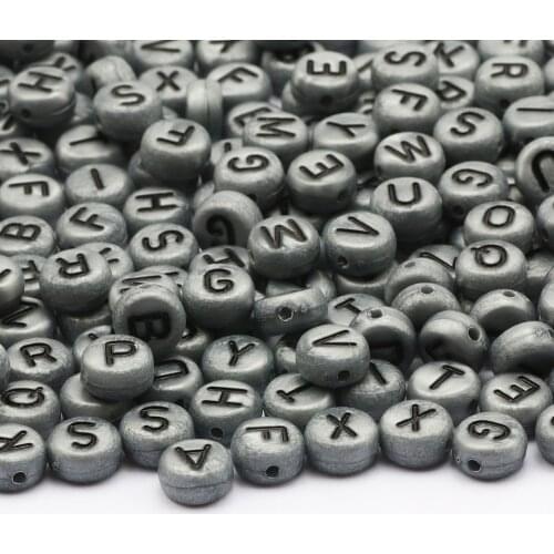 Silvery Mix Letter Acrylic Beads 4x7mm Round Alphabet Spacer Loose Beads For Jewelry Making Diy Necklace Bracelet Accessories