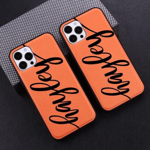 Personalized Custom Name Saffiano Smooth Touch Leather Phone Cases For iPhone 12 11 Pro X XS Max XR 7Plus 8Plus 6S Funda Coque