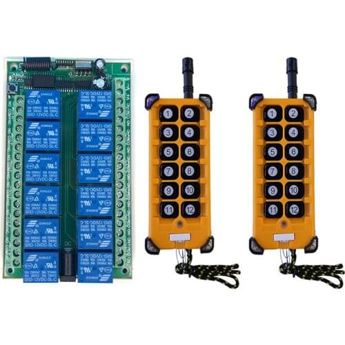 3000m DC12V 24V 12CH Radio Controller RF Wireless Remote Control Overhead travelling crane System Receiver + Numer button Remote