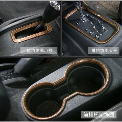 For Jeep Wrangler 2011-2017 Wood ABS Chrome Car Gear Shift Knob Panel All Interior Accessories Cover Trims Car Styling