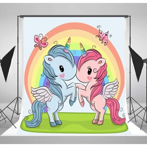 Unicorn background 7x5ft Baby Shwer party decoration Rainbow photography background Newborn birthday party for studio background